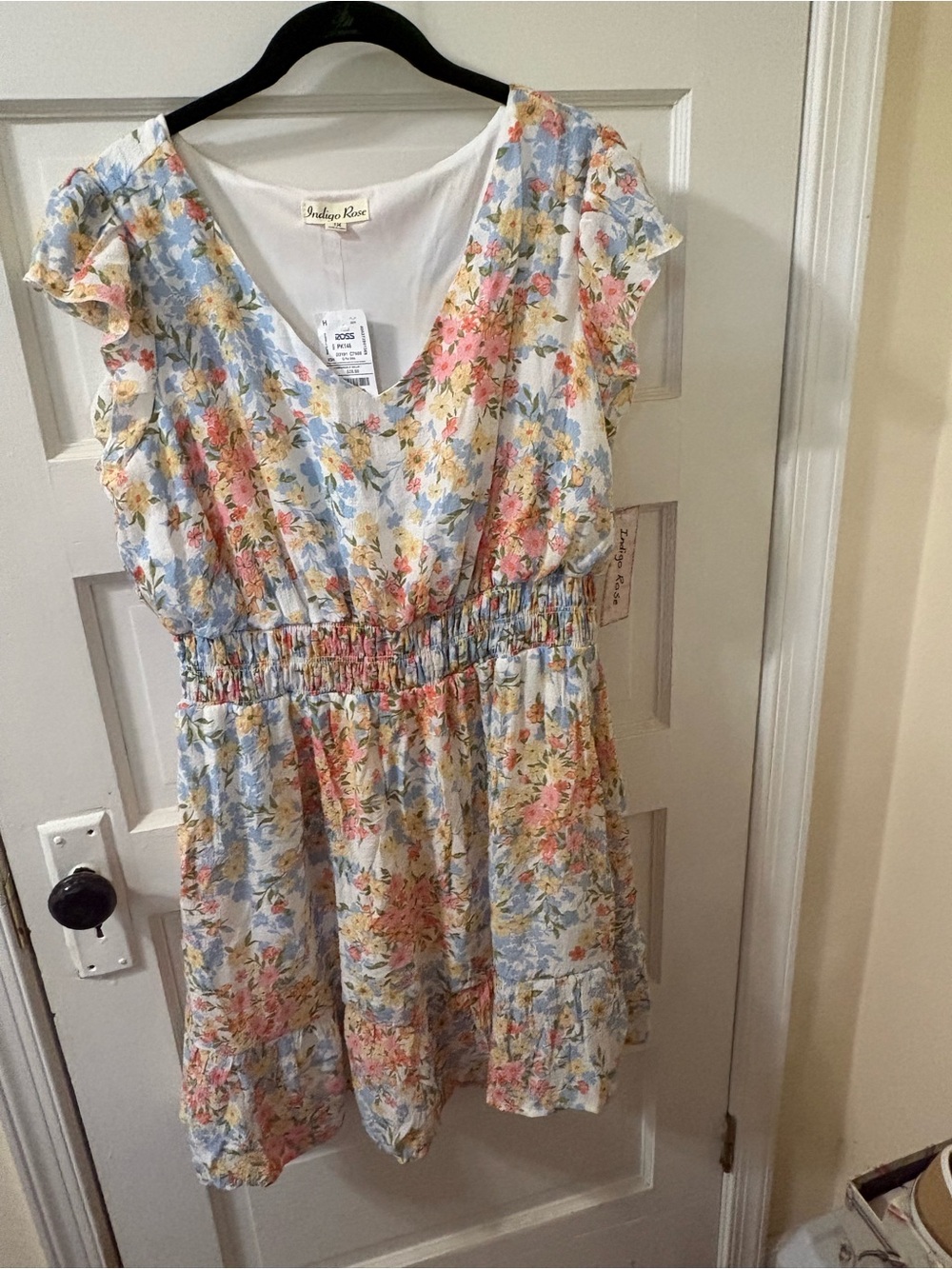 SUMMER CLEARANCE - Indigo Rose Ruffle Wrap Dress - Peach Floral Print